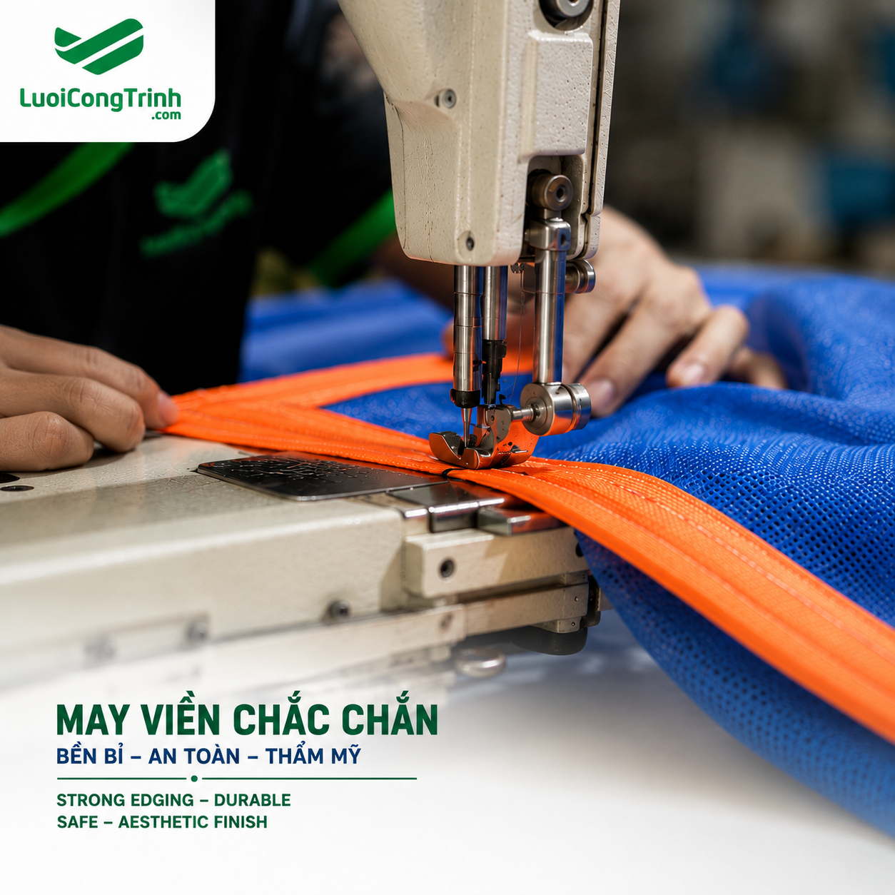 Lưới Gia Công PVC/HDPE Cao Cấp May Viền Bấm Khuy