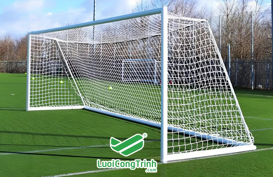 Lưới khung thành bóng đá màu trắng – mắt 12cm, phi 4mm, HDPE 380/66