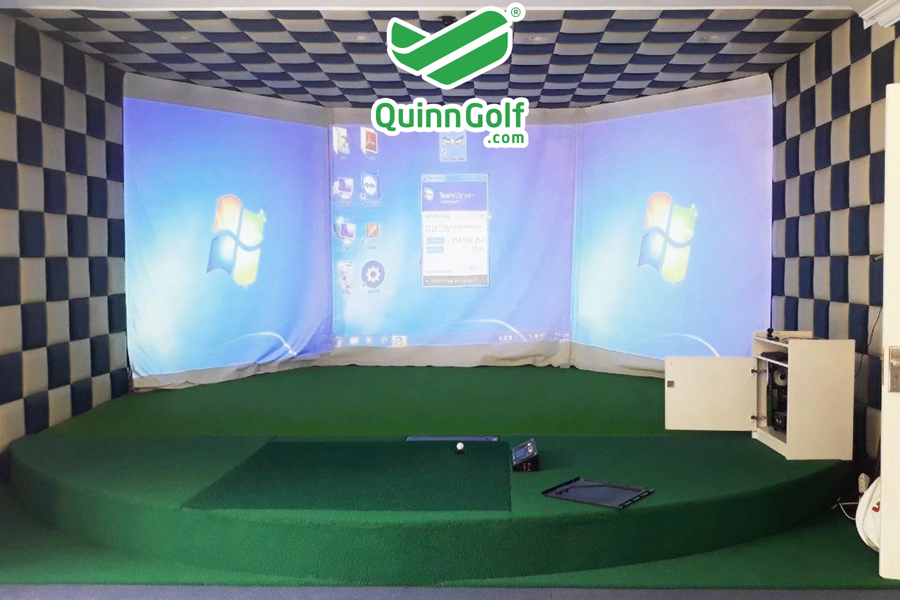 3-screen 3d golf simulator installation